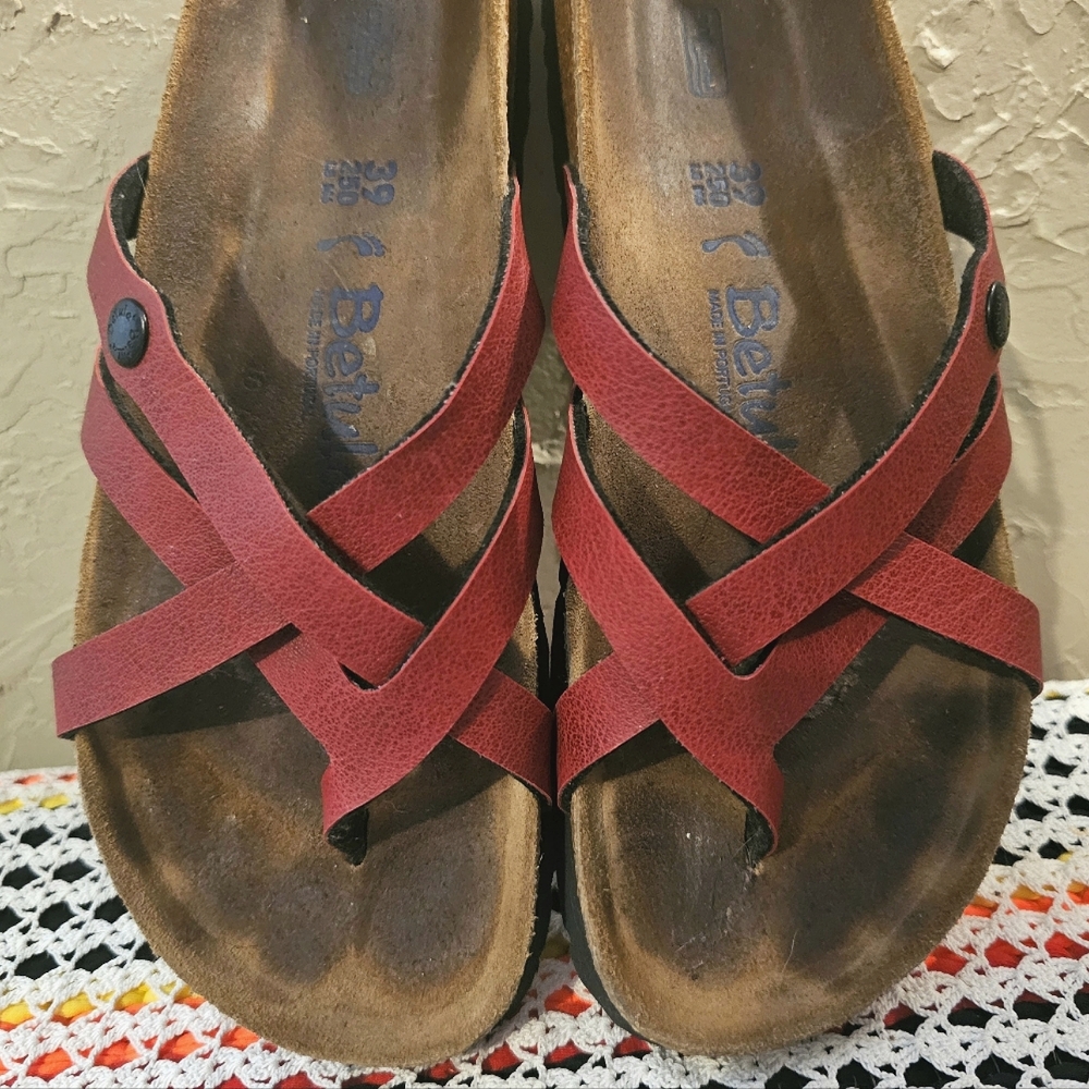 Birkenstock Betula Vinja Red Soft Cork Footbed Leather Strappy Sandals Shoes 39 - Picture 16 of 16